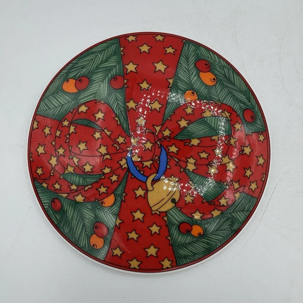 Villeroy & Boch Heinrich Trinket Jewelry Bowl Box China Magic Christmas‎ Red Bow